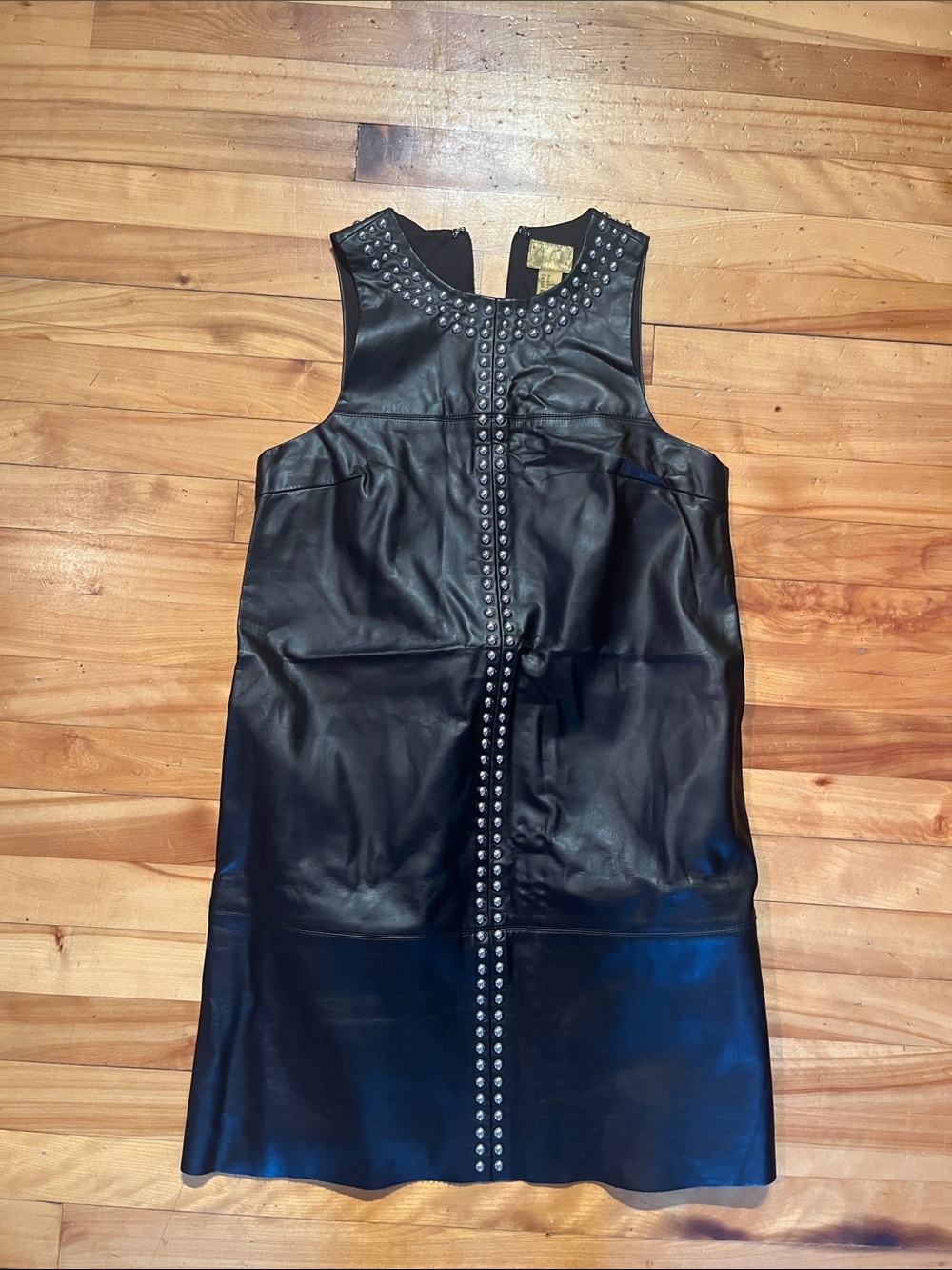 H&M Black Sleeveless Stud-Trim Mini Dress